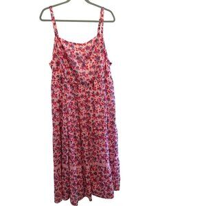 Pink Floral Sleeveless Sundress Maxi With Adjustable Straps Back NWT Size 4